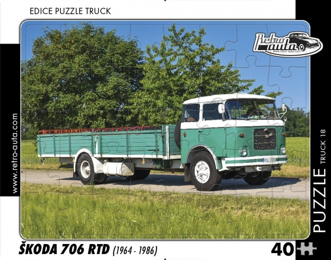 Puzzle Retro autá Škoda 706 RTD – truck, 40 dielikov