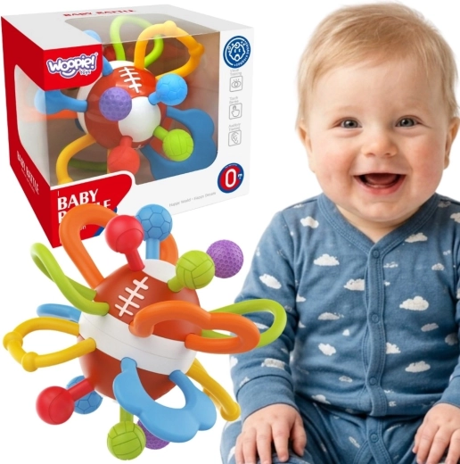 Woopie baby zmyslové hrkálko a hryzátko – loptička pre bábätká 0+