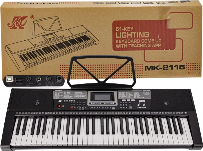 Elektronický keyboard so 61 klávesmi, podsvietené klávesy, adaptér