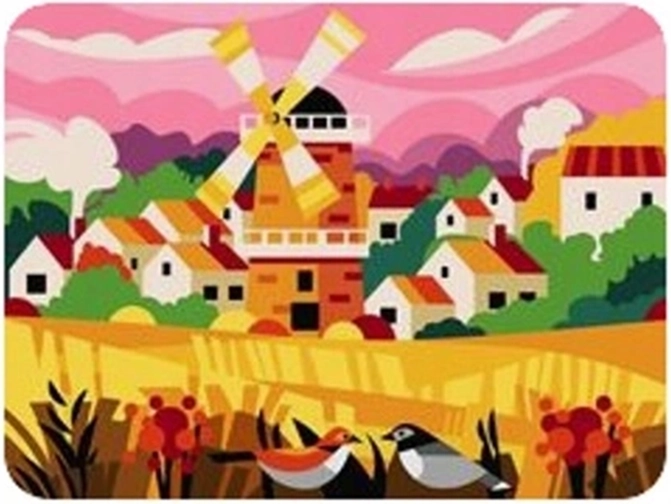 Norimpex Maľovanie podľa čísel Dedina s veterným mlynom 40 × 50 cm