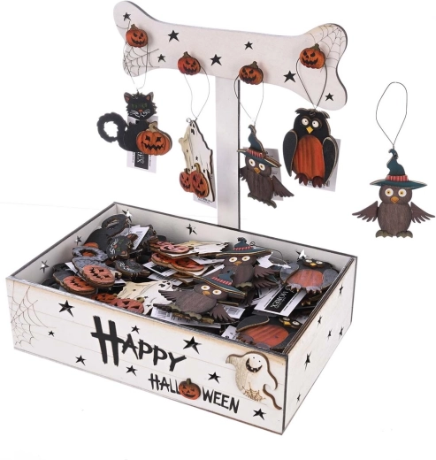 Závesná drevená dekorácia Halloween – 4 varianty