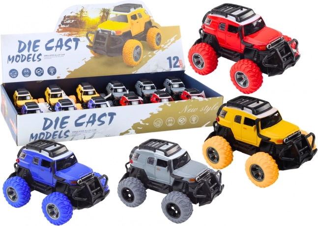 Terénne autíčko 1:32 kovové gumové kolesá svetlá zvuky pohon