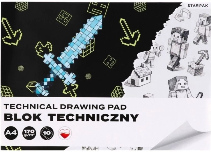 Technický blok A4 Pixel, 10 listov, 170 g/m²