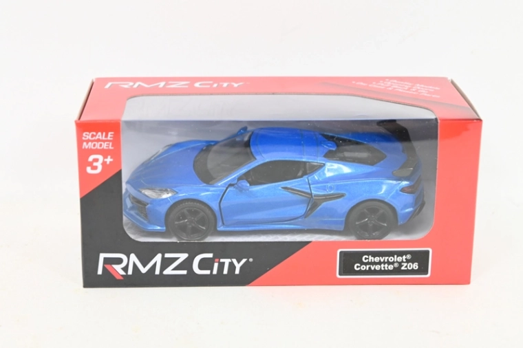RMZ Chevrolet Corvette Z06 2023 – modrý kovový model 1:37 s pull-back