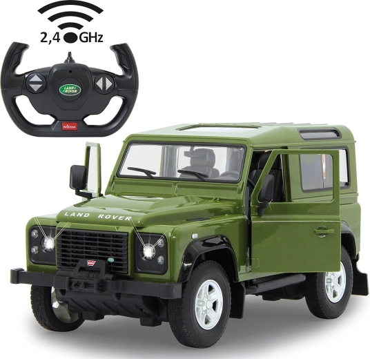 Jamara Land Rover Defender RC auto 1:14 zelené 2,4 GHz s LED a otváracími dverami