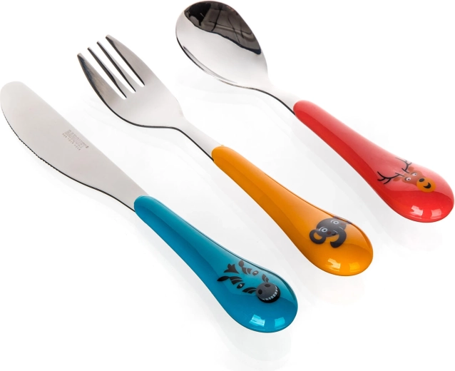 Detská sada príborov ZOO s plastovou rukoväťou, 3 diely