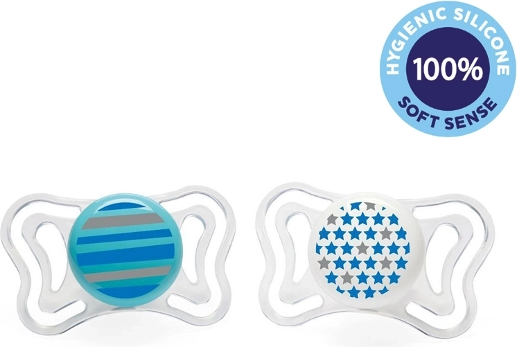 Chicco cumlík Physio Light silikónový 6–16 m, pre chlapcov, prúžok a hviezdy, 2 ks