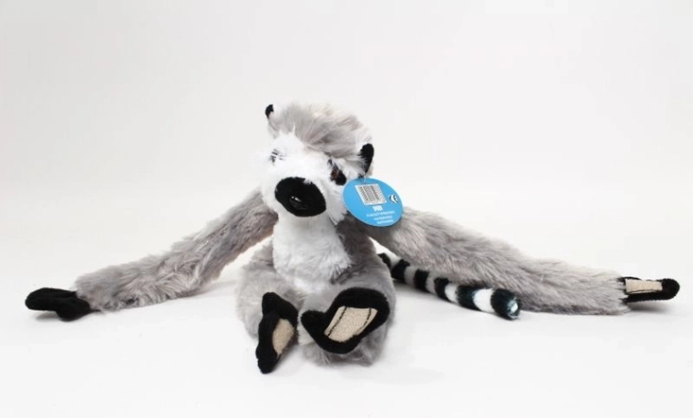 Závesný plyšový lemur so suchými zipsami 30 cm - 1 kus