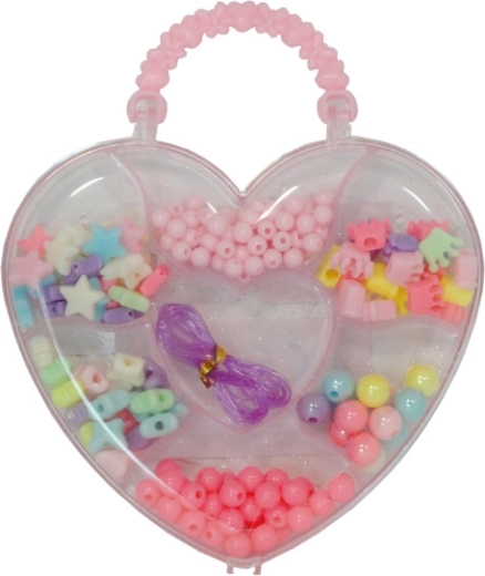 Farebné koráliky v srdiečkovom boxe na výrobu náramkov