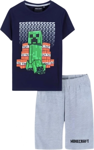 Minecraft pyžamo tmavomodro-sivé