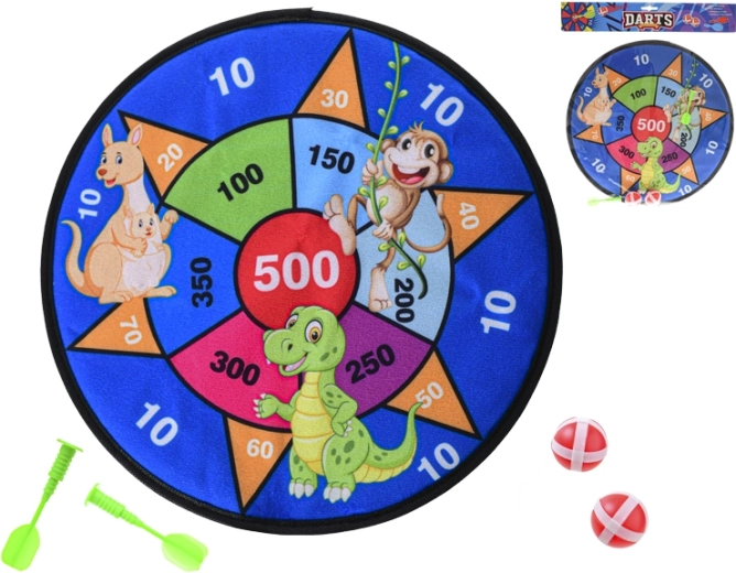 Terč na suchý zips 35 cm s 2 loptičkami a 2 šípkami