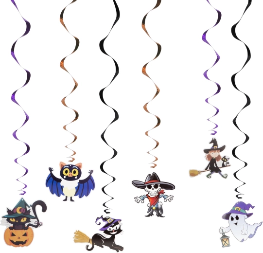 Halloweenové papierové dekorácie so špirálovým závesom – 6 motívov