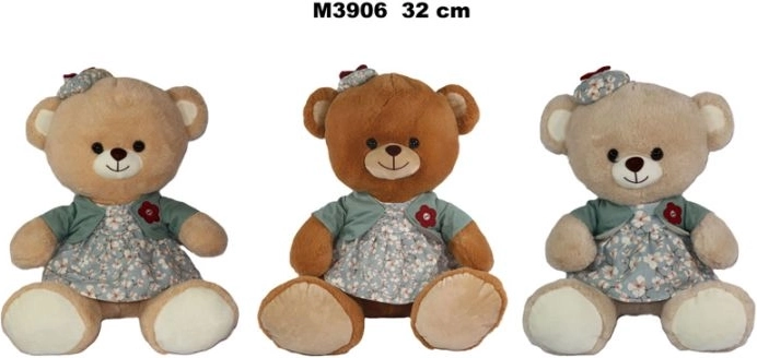 Plyšový medvedík v šatách 32 cm - 1 kus