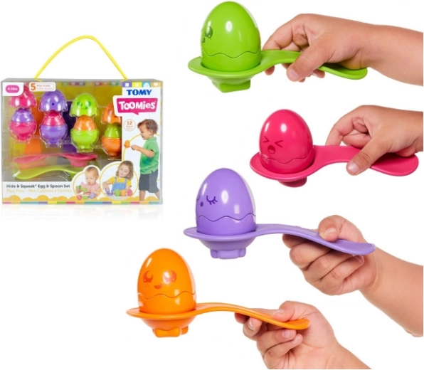 Tomy Toomies vajíčka s lyžičkami Hide & Squeak