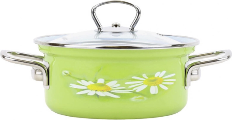 Smalťovaný kastról BELIS Daisy 24 cm so sklenenou pokrievkou, 4,5 l