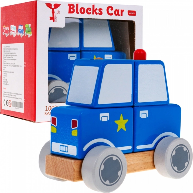 Drevené policajné autíčko s kockami