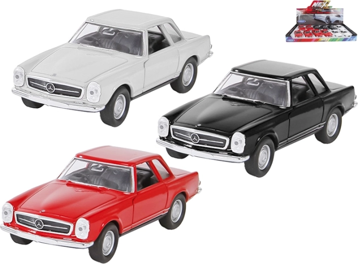 Kovový model MERCEDES-BENZ 230 SL 1963 Welly 1:34–39 s otváracími dverami a pohonom pull-back