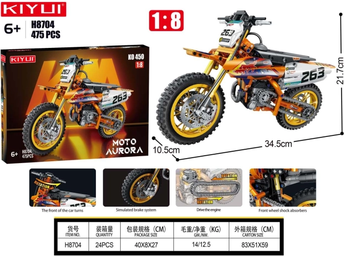 Stavebnica motor cross 475 dielikov