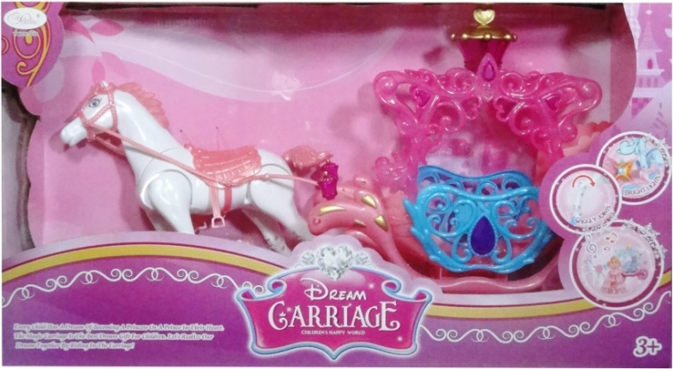 Kočiar s koňom pre bábiky so svetelnými efektmi