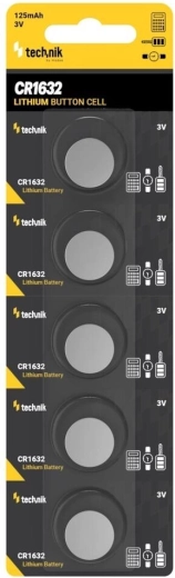 Lítiová gombíková batéria Technik Platinum CR1632 3V – balenie 5 ks