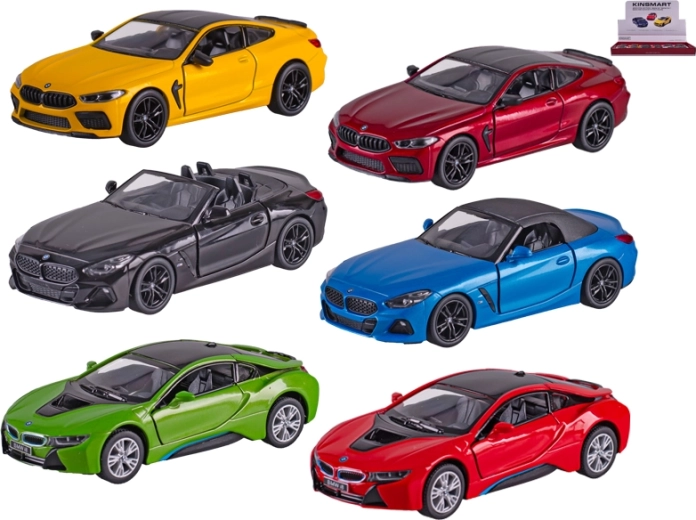 Kovový model auta Kinsmart BMW 1:38 so spätným chodom a otváracími dverami