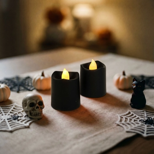 Halloweenska LED sviečka čierna, 2 ks