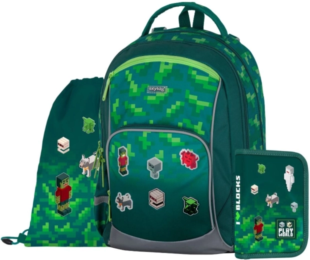 Školský set OXYBAG OXY GO Playworld – batoh, peračník a vrecko na prezuvky