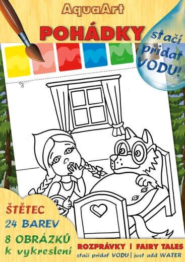 AKIM Aquaart omaľovánky stačí pridať vodu – rozprávky, set s farbami a štetcom