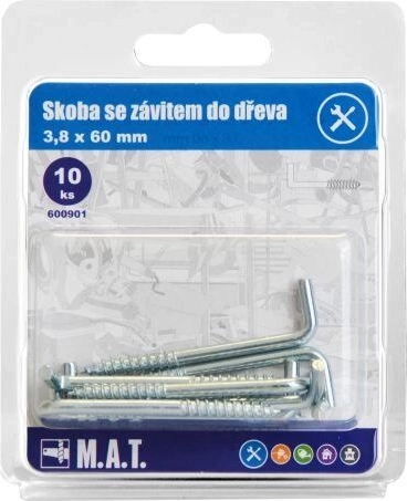 Skoba so závitom do dreva 60 × 3,8 mm, zinkovaná (10 ks)