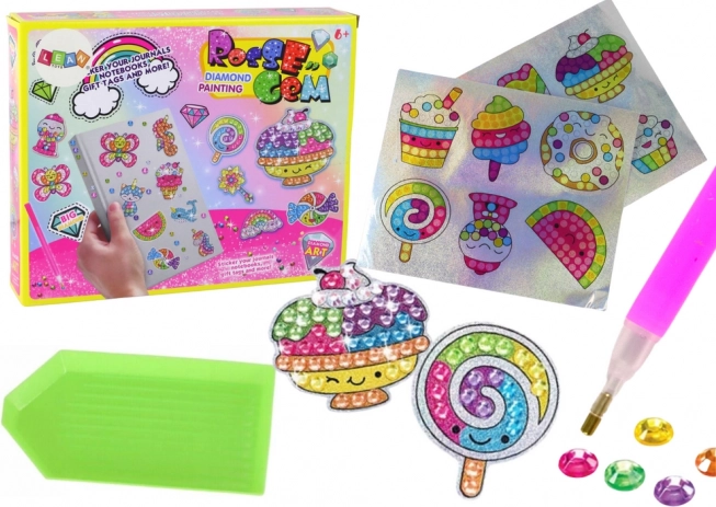Sada na diamantové maľovanie – farebné samolepky so sladkosťami