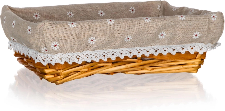 Prútený košík Daisy s látkou, obdĺžnikový 27 × 18 × 7 cm
