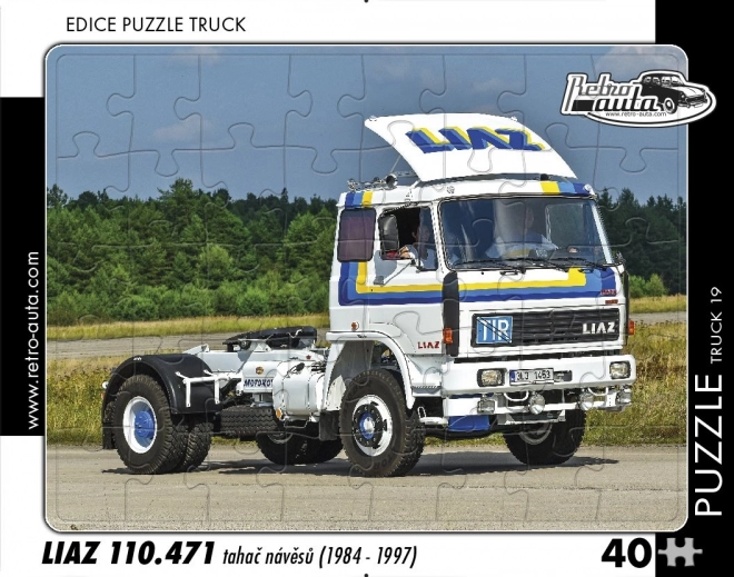 Retro autá puzzle Truck Liaz 110.471 ťahač návesov 40 dielikov