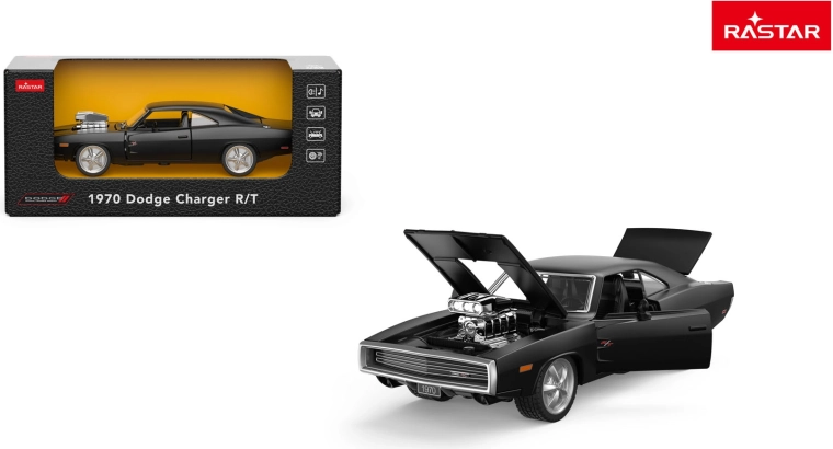 Kovový model auta Rastar 1970 Dodge Charger R/T 1:36 čierny