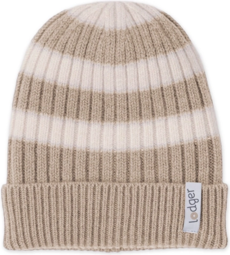 Lodger pletená merino čiapka stripe béžová 3–6 mesiacov