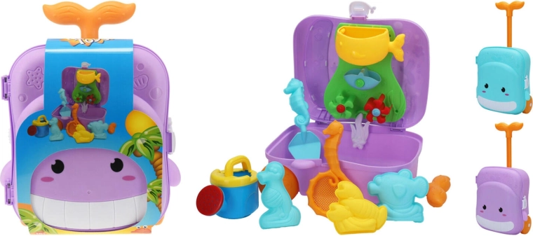 Kufrík s formičkami na piesok – sada 7 dielov, mix farieb