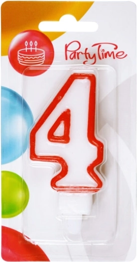 Narodeninová sviečka číslo 4 červená
