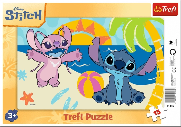 Puzzle Trefl Lilo & Stitch: pri mori 15 dielikov