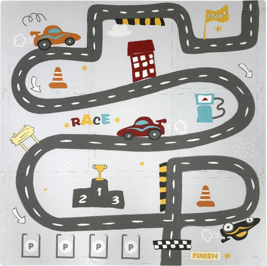 Humbi edukatívna penová podlahová puzzle podložka ulice a preteky, 9 dielov