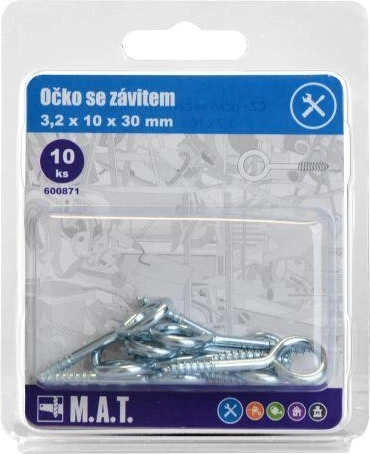 Uzavreté očko so závitom 30 × 10 × 3,2 mm, pozink, 10 ks