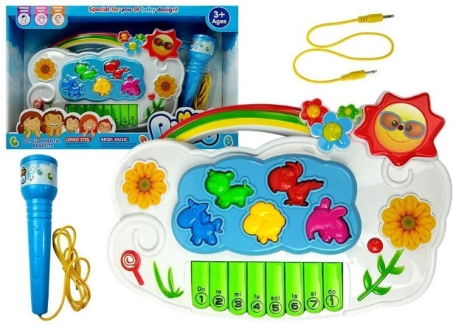 Elektronické detské piano Kvietky s mikrofónom a pripojením k telefónu