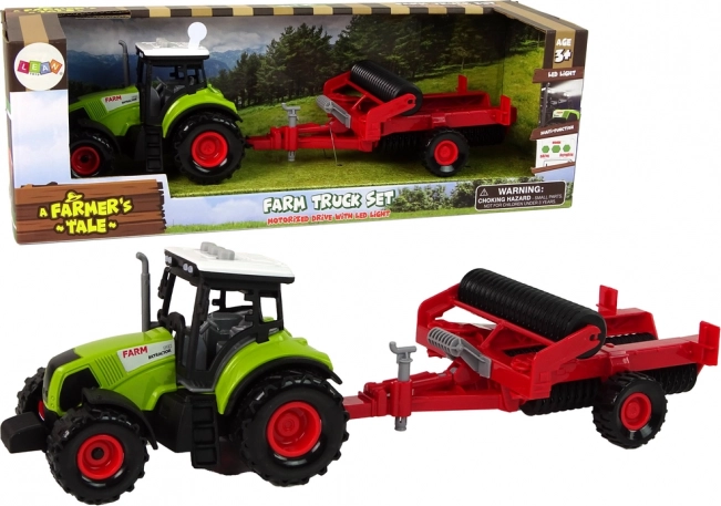 Detský traktor s prívesom Farmárske auto – Červená
