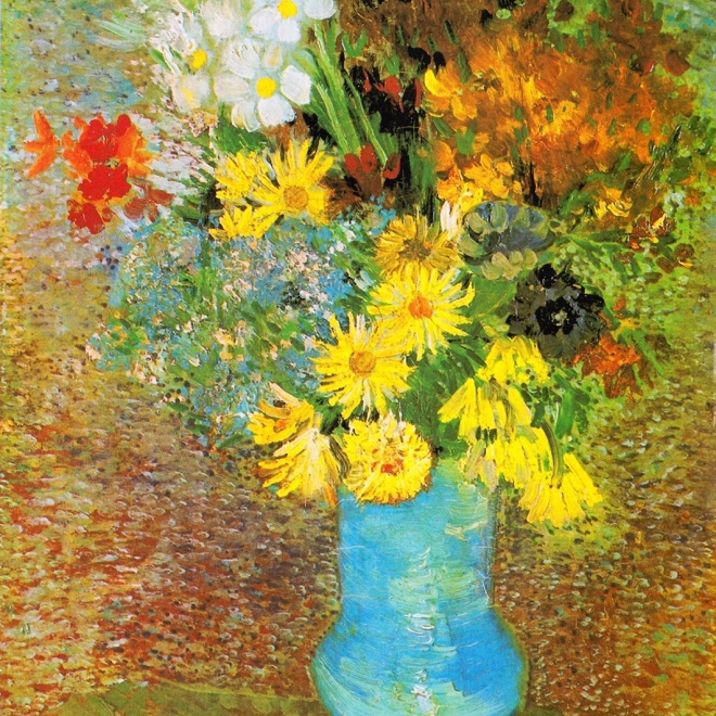 Vychutnajte si Puzzle Vincent van Gogh: Váza s sedmokráskami a sasankami 1000 dielikov