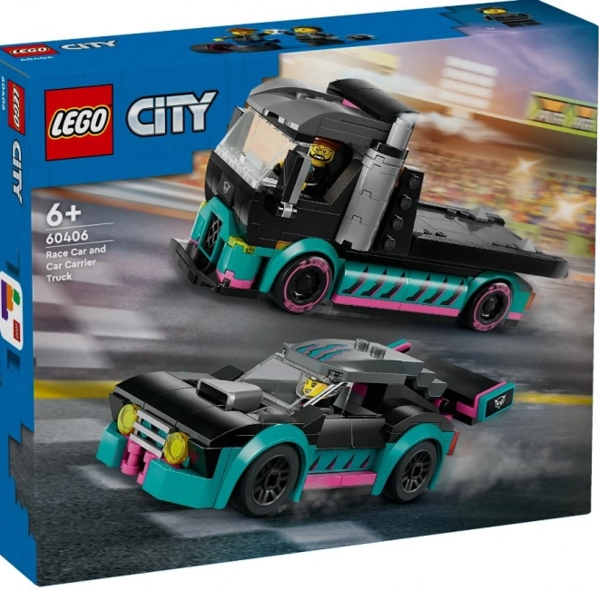Lego City pretekárske auto a odťahový transportér