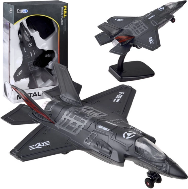 Kovový bojový lietadlo F-25 – Čierna
