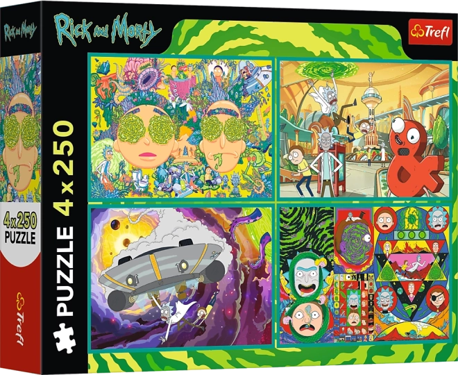 Puzzle 4x250 Zakrútený svet Ricka a Mortyho od Trefl