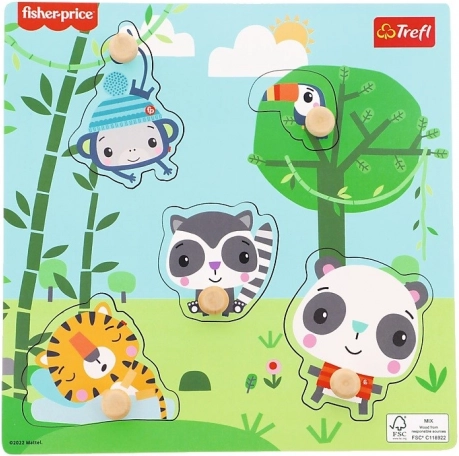 Drevená vkladačka FISHER-PRICE džungľa, 5 dielikov
