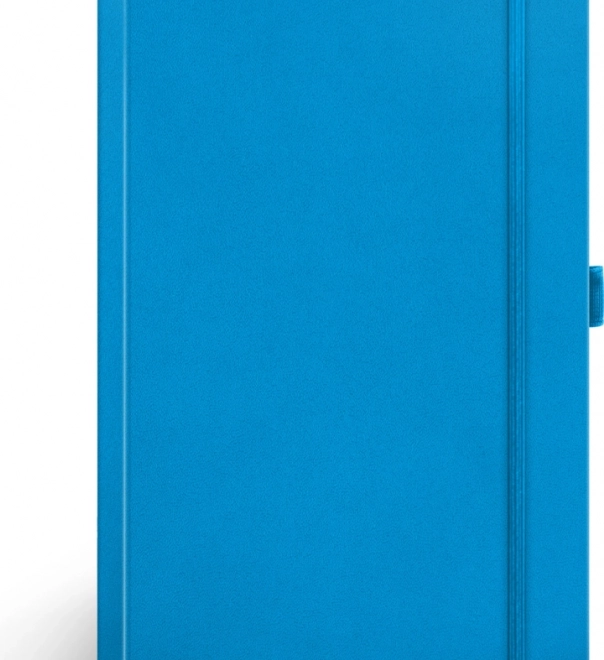 Linajkovaný notes modrý 13 × 21 cm s pevnou väzbou a pútkom na ceruzku
