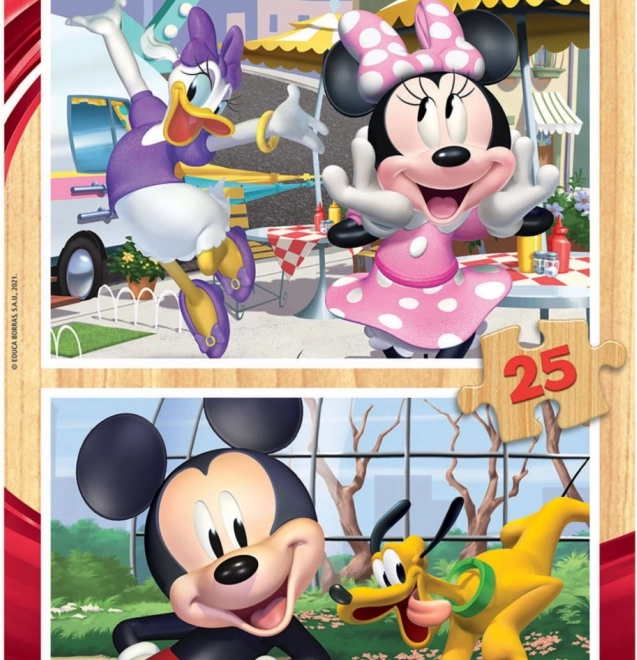 Drevené puzzle Mickey a priatelia 2x25 dielikov