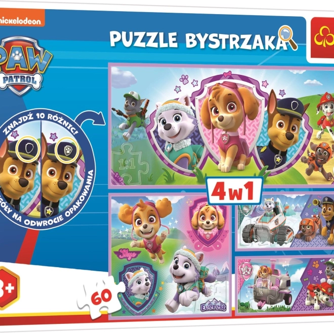 Puzzle s hľadaním rozdielov Labková patrola od Trefl 4v1