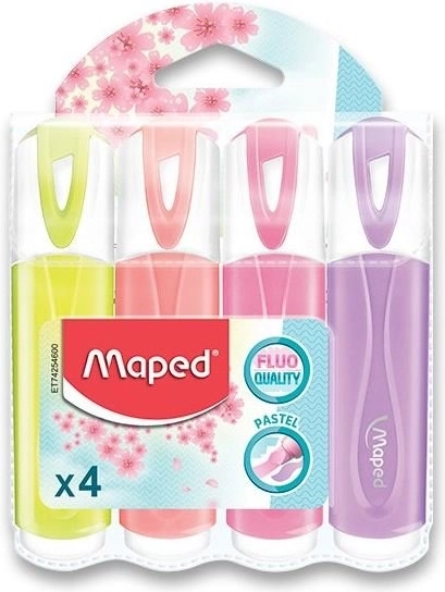 Pastelové zvýrazňovače MAPED Fluo Peps, sada 4 ks